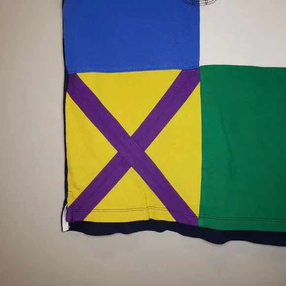 Girls POLO RALPH LAUREN Polo Shirt Size 10-12 Large Colorblock Patchwork - Picture 5 of 6